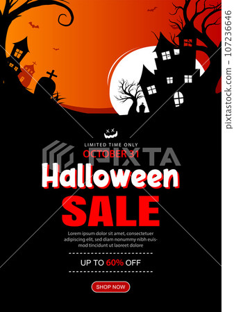 Halloween sale banner background template. Halloween illustration for poster, flyer, sale, and all design. 107236646