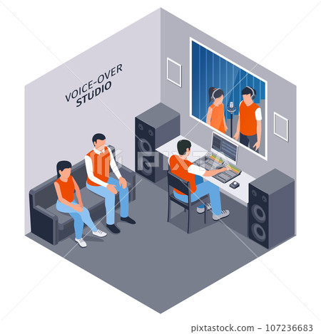 Isometric Voiceover Studio Composition 107236683