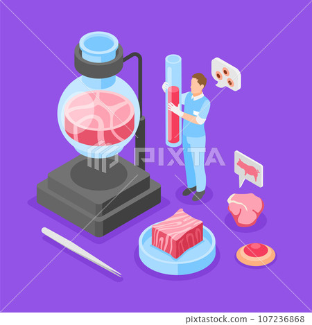 Artificial Grown Meat Violet Background 107236868