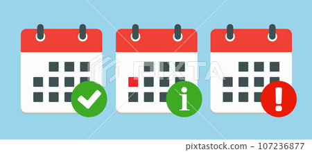 Icon calendar - popup message check, info, error 107236877