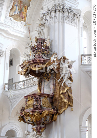 Pulpit in the Basilica of St. Martin and Oswald in Weingarten, Germany 107237270