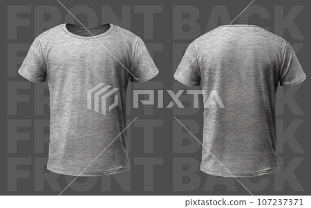 Man Blank T-shirt Mockup, Clean Unisex Fashion Shirt, Men Grey Tshirt Outfit Template, Realistic Font Back 3D Clothes, Male Cloth on Text Grey Background Man Blank T-shirt Mockup, Clean Unisex Fashion Shirt, Men Grey Tshirt Outfit Template, Realistic Font Back 3D Clothes, Male Cloth on Text Grey Background 107237371