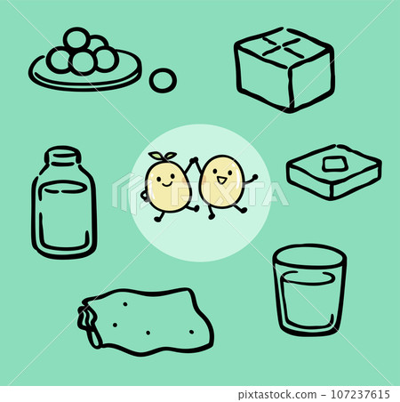 大豆和豆製品的插圖 大豆和豆製品的插圖 107237615