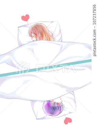 A man and a woman making love to each other in bed 107237856