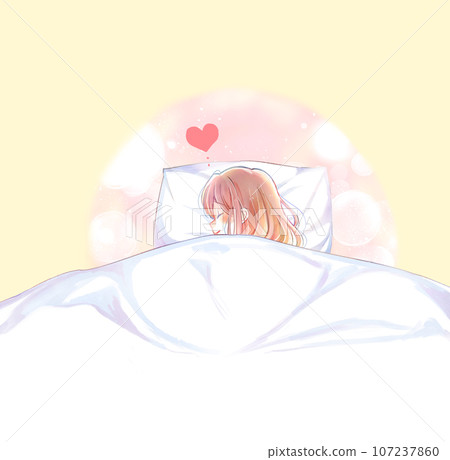 Woman sleeping alone in bed Koi 107237860