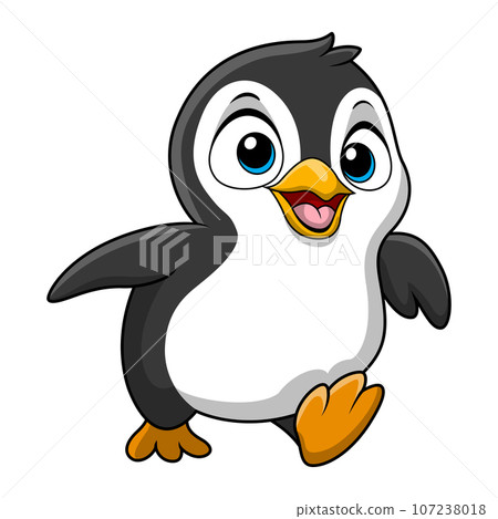 Cute penguin cartoon on white background 107238018