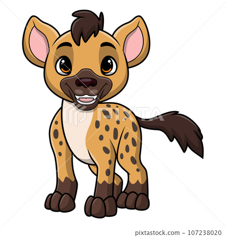 Cute hyena cartoon on white background 107238020