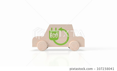 The wood car and eco icon for ecological concept 3d rendering The wood car and eco icon for ecological concept 3d rendering 107238041