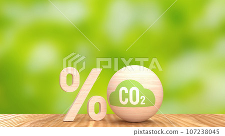 The Co2 icon on wood ball for ecological concept 3d rendering 107238045