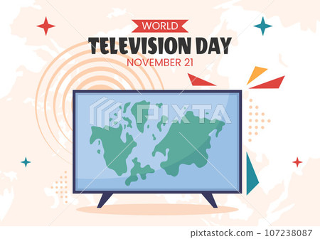 Television Day Social Media Background Flat Cartoon Hand Drawn Templates Illustration 107238087