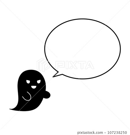 Monochrome simple white ghost speech bubble facing right 107238250