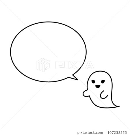 Monochrome simple white ghost speech bubble facing left 107238253