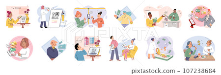 Cashless payment. Vector illustration. Touchless payment options help minimize physical contact and reduce spread of germs NFC-enabled devices cbe used for contactless payments at compatible terminals 107238684