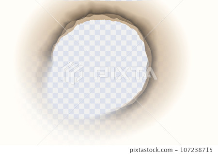 Hole in paper with burnt edges effect Hole in paper with burnt edges effect 107238715
