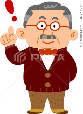 富有的中年男子穿著休閒服,食指舉起,全身 富有的中年男子穿著休閒服,食指舉起,全身 107238758