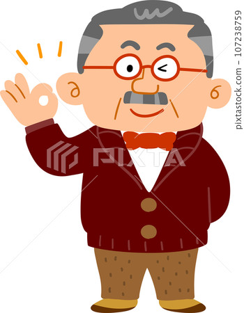 富有的中年男子穿著休閒服，表現出認可，全身 107238759