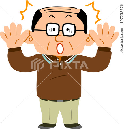 Surprising middle-aged man wearing casual clothes wearing glasses, full body 107238776