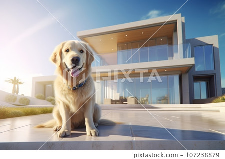 狗坐在花園裡 AI 生成圖像 AI 圖像 狗坐在花園裡 AI 生成圖像 AI 圖像 107238879