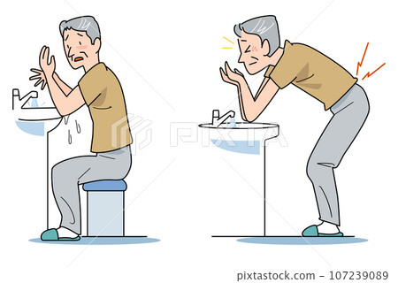 因浴室高度不符而煩惱的老年人 因浴室高度不符而煩惱的老年人 107239089