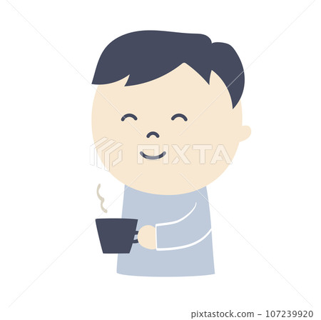 Illustration of a man drinking coffee Illustration of a man drinking coffee 107239920