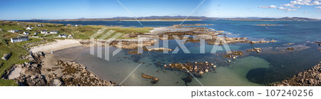 Aerial view of Cloughcorr beach on Arranmore Island in County Donegal, Republic of Ireland Aerial view of Cloughcorr beach on Arranmore Island in County Donegal, Republic of Ireland 107240256