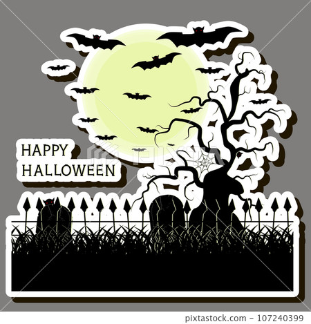 Illustration on theme sticker for celebration holiday Halloween with orange pumpkins 107240399