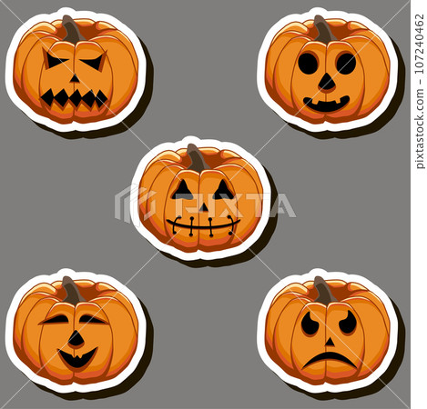 Illustration on theme sticker for celebration holiday Halloween with orange pumpkins Illustration on theme sticker for celebration holiday Halloween with orange pumpkins 107240462
