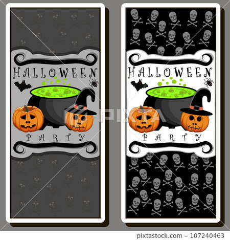 Illustration on theme sticker for celebration holiday Halloween with orange pumpkins Illustration on theme sticker for celebration holiday Halloween with orange pumpkins 107240463