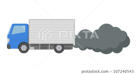 Truck emitting exhaust gas 107240543