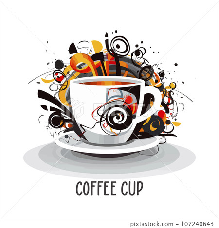 Coffee shop logo template, natural abstract coffee cup with steam, coffee house emblem, creative cafe logotype, modern trendy symbol design vector illustration isolated on white background sign. 107240643