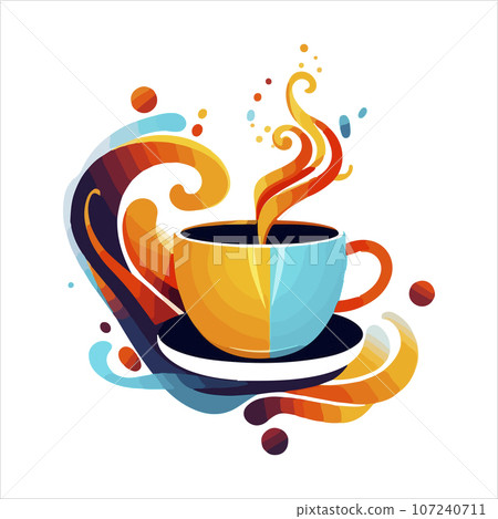 Coffee shop logo template, natural abstract coffee cup with steam, coffee house emblem, creative cafe logotype, modern trendy symbol design vector illustration isolated on white background sign. Coffee shop logo template, natural abstract coffee cup with steam, coffee house emblem, creative cafe logotype, modern trendy symbol design vector illustration isolated on white background sign. 107240711