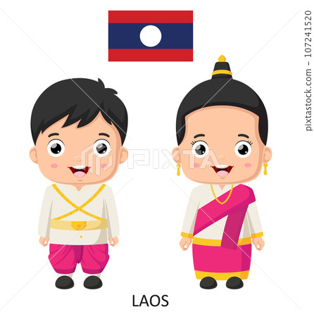 Cute laos boy and girl in national clothes Cute laos boy and girl in national clothes 107241520