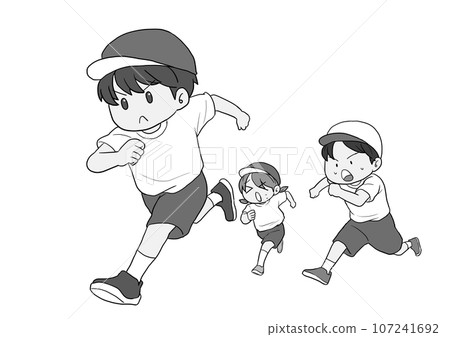小學生奔跑的灰色 小學生奔跑的灰色 107241692