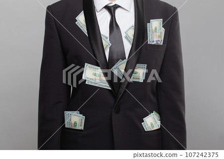 Money cash US Dollar banknote in pocket. Win-win, business, dealing, bribery, deal, salary 107242375