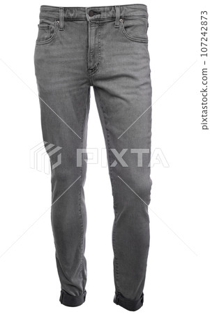Grey skinny jeans on mannequin isolated Grey skinny jeans on mannequin isolated 107242873