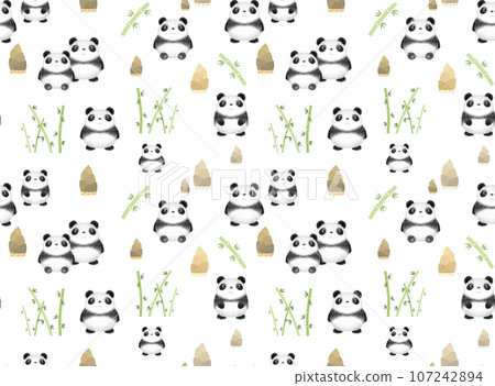Panda seamless pattern B-7 Drawing paper 107242894