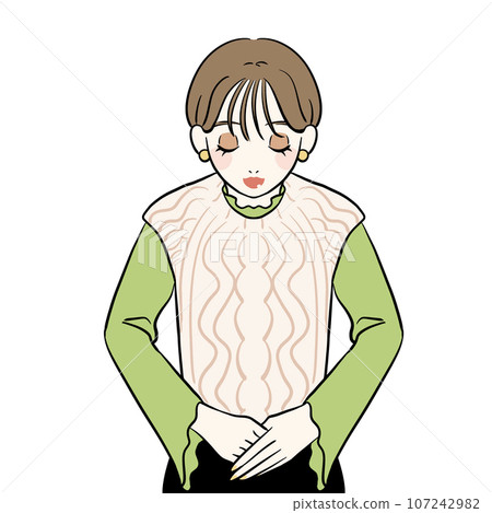 A woman bowing 107242982