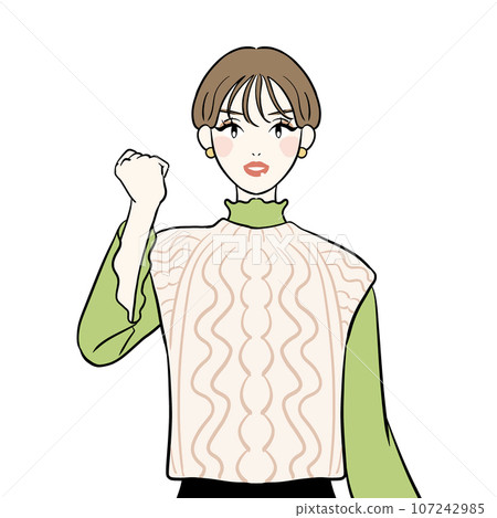 A woman doing a guts pose 107242985