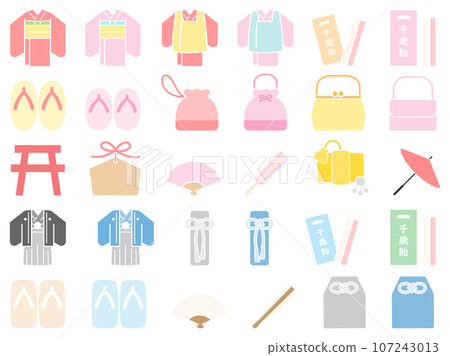 Shichigosan icon, color filled, no drawing line Shichigosan icon, color filled, no drawing line 107243013