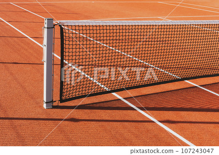 Tennis net on the court background Tennis net on the court background 107243047