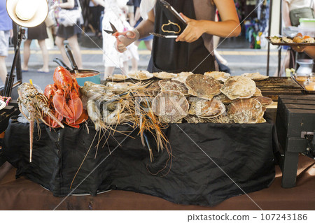 Seafood selling on street market in Phuket, Thailand Seafood selling on street market in Phuket, Thailand 107243186