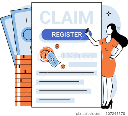 Providing personal information, report your income, registration of claim documents concept with person submits reply to inspector. Tax credits and expenses, financial report, budget planning 107243378