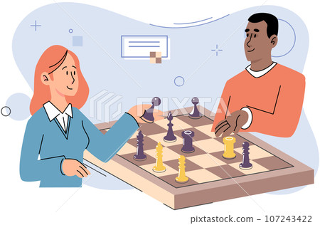 Game together. Family fun. Friendship time. Vector illustration. Board games offer endless possibilities for people of all ages to come together and enjoy The laughter and excitement during game chess Game together. Family fun. Friendship time. Vector illustration. Board games offer endless possibilities for people of all ages to come together and enjoy The laughter and excitement during game chess 107243422