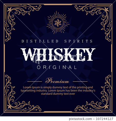 Whiskey vintage frame label retro design badge vector Whiskey vintage frame label retro design badge vector 107244127