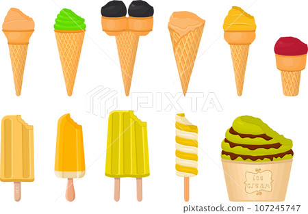big kit ice cream popsicle different types in cone waffle cup big kit ice cream popsicle different types in cone waffle cup 107245747