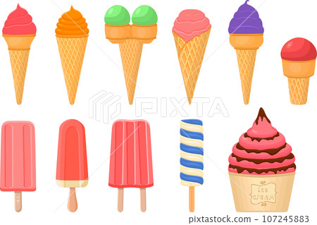 big kit ice cream popsicle different types in cone waffle cup big kit ice cream popsicle different types in cone waffle cup 107245883