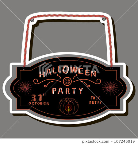 Illustration on theme sticker for celebration holiday Halloween with orange pumpkins Illustration on theme sticker for celebration holiday Halloween with orange pumpkins 107246019