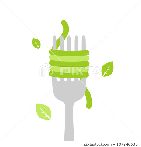 flat vector illustration of fork with spaghetti flat vector illustration of fork with spaghetti 107246533