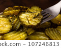 Dill pickles with dill, mustard seeds and spices 107246813