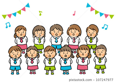 Cute children's choir recital illustration Cute children's choir recital illustration 107247977
